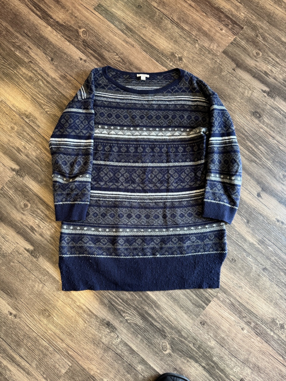 Women's Vtg Gap Blue Pattern Sweater Size Small Cotton Nylon Wool